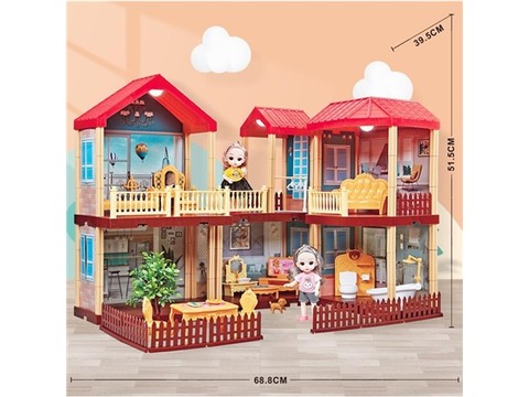 Self-installed villa with lighting +6-inch Barbie 2 toys Self-installed educational toys