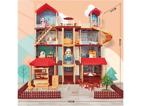 Self-installed villa +2 6-inch Barbies, 1 4-inch Barbies for every house toy Self-installed educational toys