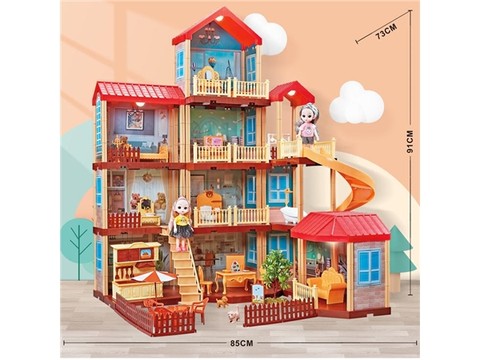 Self-installed villa with lighting +6-inch Barbie 2 toys Self-installed educational toys