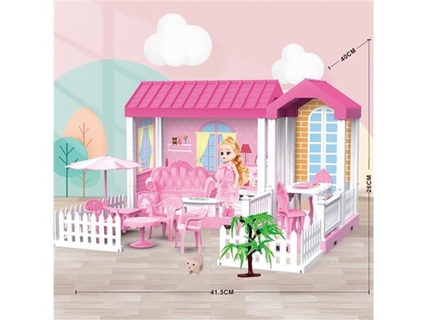 Self-installed villa house + 6-inch Barbie 1 family toy equipped with educational toy