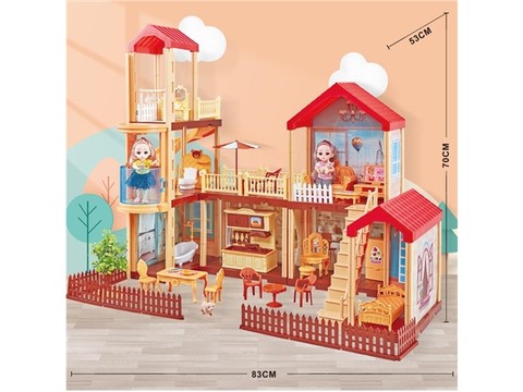 Self-installed villa house + 6-inch Barbie 2 family toys