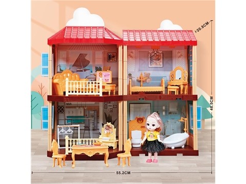 Self-installed villa house + 6-inch Barbie 1 family toy