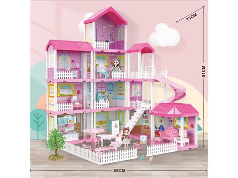 Self-installed villa house + 6-inch Barbie 2 family toys