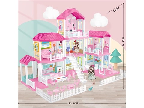 Self-installed villa house + 6-inch Barbie 2 family toys