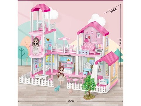 Self-installed villa house + 6-inch Barbie 2 family toys