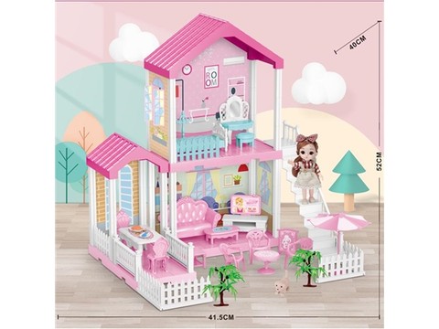 Self-installed villa house + 6-inch Barbie 1 family toy