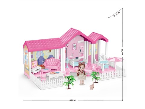 Self-installed villa house + 6-inch Barbie 1 family toy