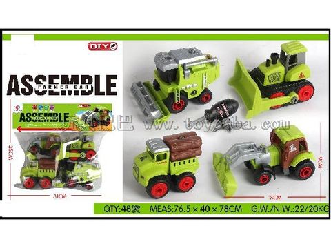 4 children's educational toys equipped with and disassembled farmers 'trucks