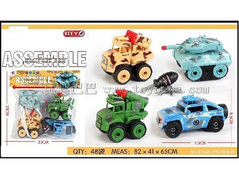 4 educational toys for boys with military vehicles installed and disassembled