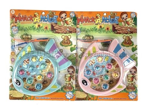 Small fish fishing plate electric toys hit hamsters two in one