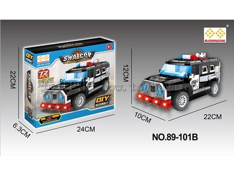 Electric universal (sliding) two functions DIY building blocks assembled special police car with lights English song