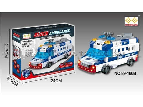 Electric universal (sliding) two functions DIY building blocks assembled police car with lights English song