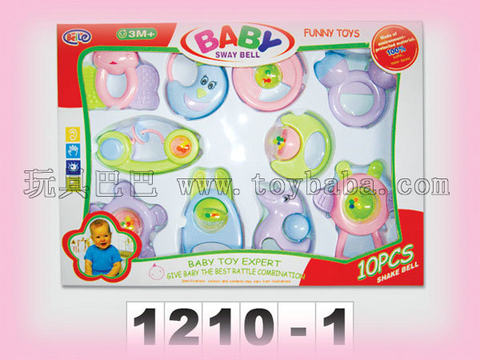 Baby rattles in a box of 10