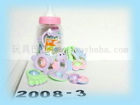 8 small bottle farm baby rattles