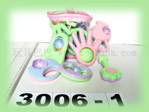 6 zippered PVC bags baby rattles