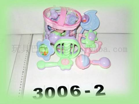6 zippered PVC bags baby rattles
