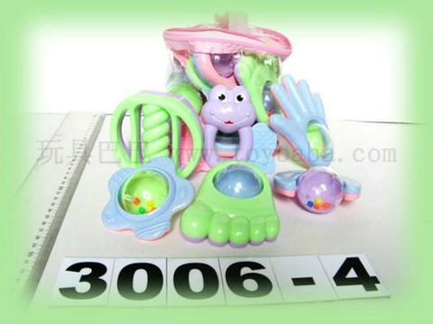 6 zippered PVC bags baby rattles