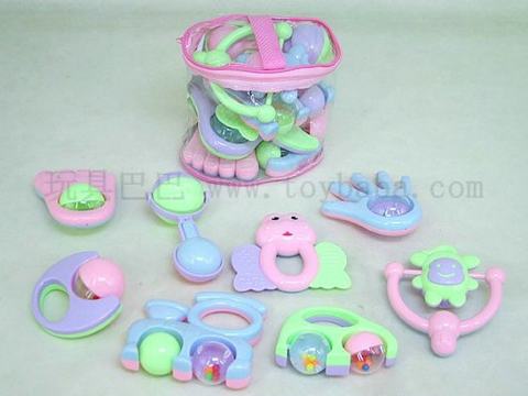 8 zipper PVC bags baby rattles