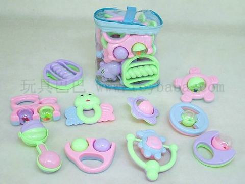 10 zipper PVC bags baby rattles