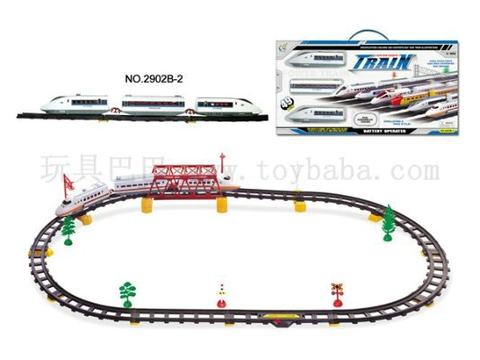 Electric rail train with overpass