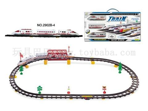 Electric rail train with overpass