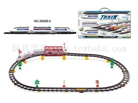Electric rail train with overpass