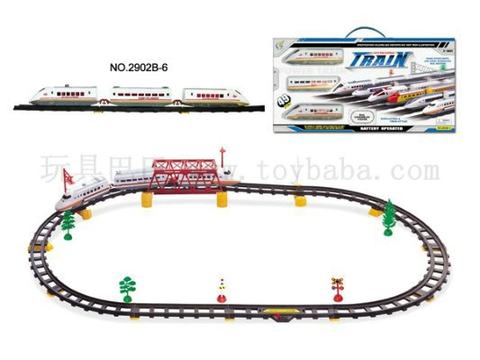 Electric rail train with overpass