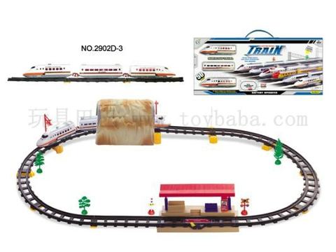 Electric rail trains with subway stations and caves