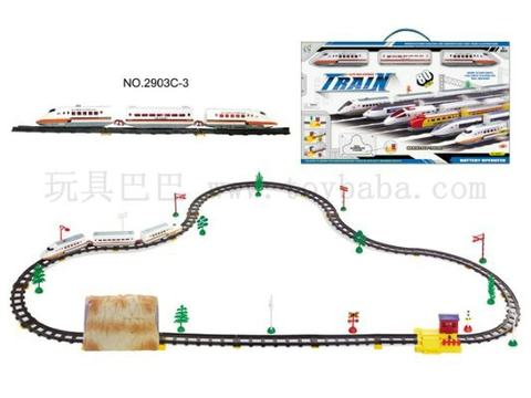 Electric rail trains with cave and aisle stations