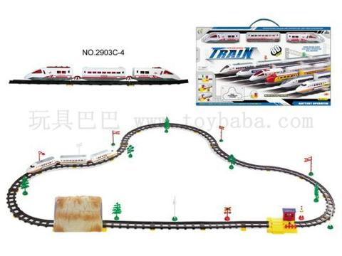 Electric rail trains with cave and aisle stations