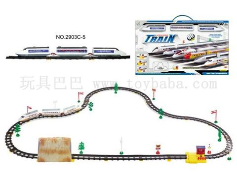 Electric rail trains with cave and aisle stations