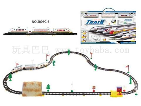 Electric rail trains with cave and aisle stations