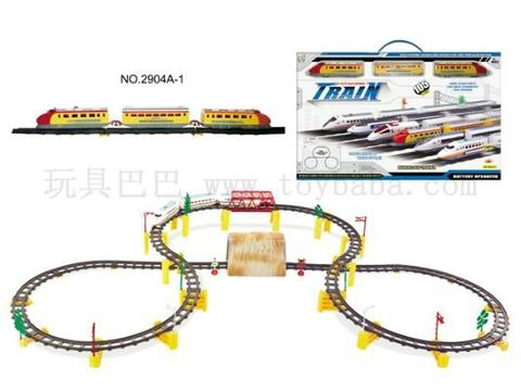Electric rail trains with caves and overpasses