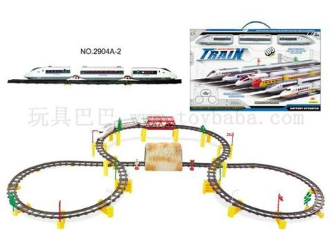 Electric rail trains with caves and overpasses