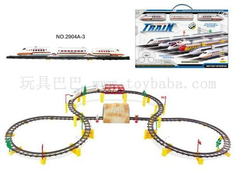 Electric rail trains with caves and overpasses
