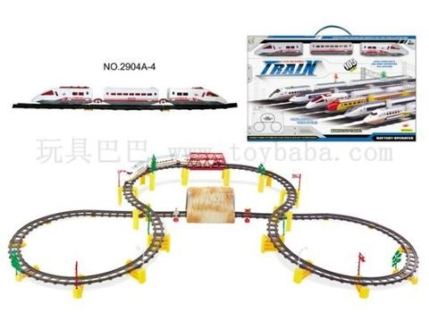 Electric rail trains with caves and overpasses