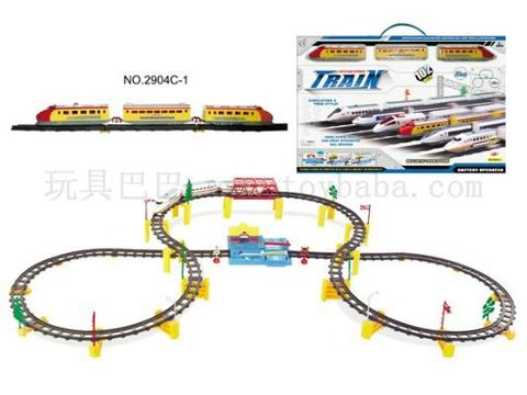 Electric music track trains with flyovers and large stations