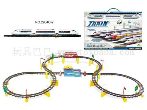 Electric music track trains with flyovers and large stations
