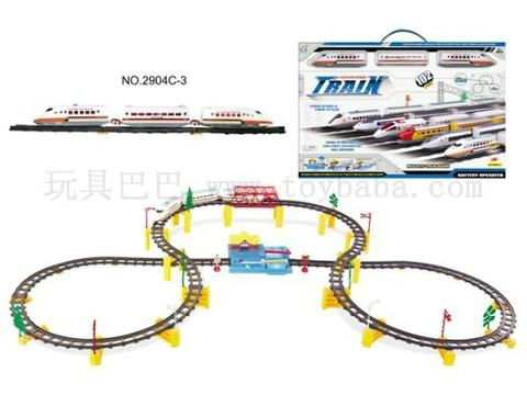 Electric music track trains with flyovers and large stations