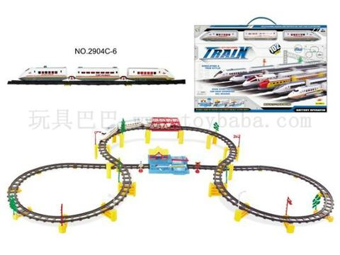 Electric music track trains with flyovers and large stations