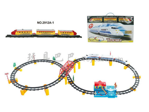 Music electric three-dimensional rail train with overpass and big station (81PCS, with lights)