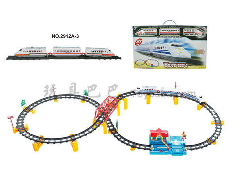 Music electric three-dimensional rail train with overpass and large station (81PCS)
