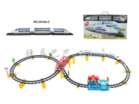 Music electric three-dimensional rail train with overpass and large station (81PCS)