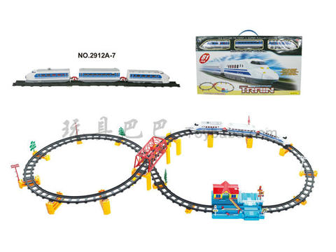 Music electric stereoscopic rail train with flyover and big station (with lights, 81PCS)