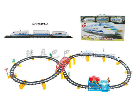 Music electric three-dimensional rail train with overpass and large station (81PCS)