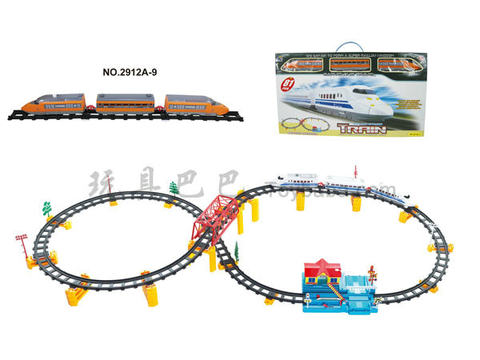 Music electric three-dimensional rail train with overpass and large station (81PCS)