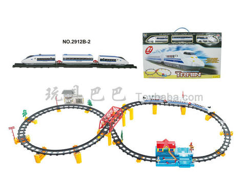 Music electric three-dimensional rail train with overpass. The big station. Building (82PCS)