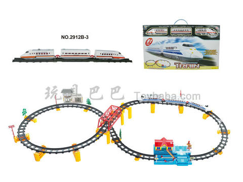 Music electric three-dimensional rail train with overpass. The big station. Building (82PCS)