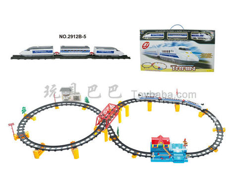 Music electric three-dimensional rail train with overpass. The big station. Building (82PCS)