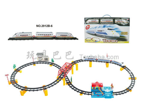 Music electric three-dimensional rail train with overpass. The big station. Building (82PCS)